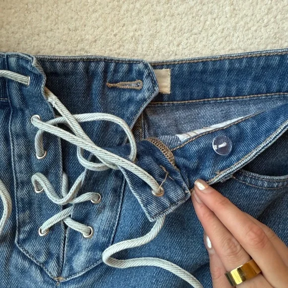 Denim Lace-Up Skirt - Picture 4 of 8